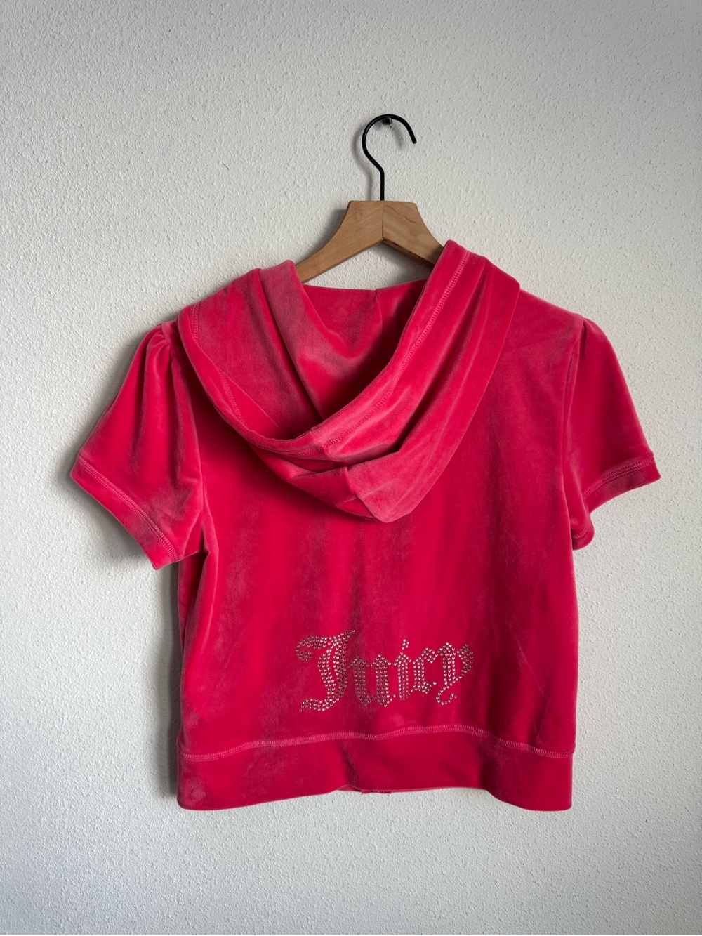 Juicy Couture Hot Pink Velour Short Sleeve Hoodie